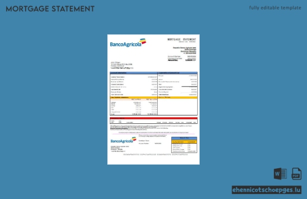 Beispiel eines Hypothekenauszugs der Banco Agricola in der Dominikanischen Republik (Vorschau)